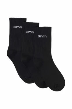 Aim'n Sokker Black Aim'n Logo Socks 3-pakning