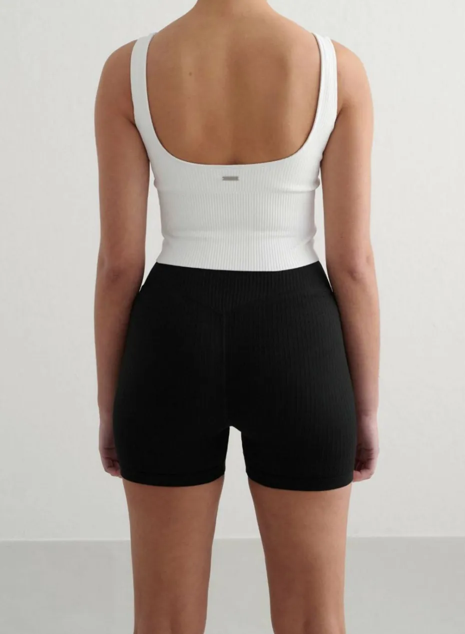 Aim'n Sykkelshortser Black Ribbed Midi Biker Shorts