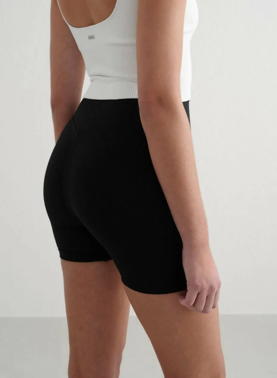 Aim'n Sykkelshortser Black Ribbed Midi Biker Shorts