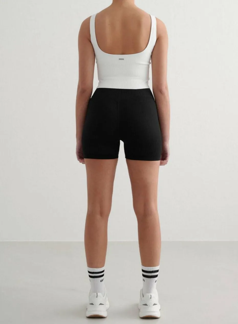 Aim'n Sykkelshortser Black Ribbed Midi Biker Shorts