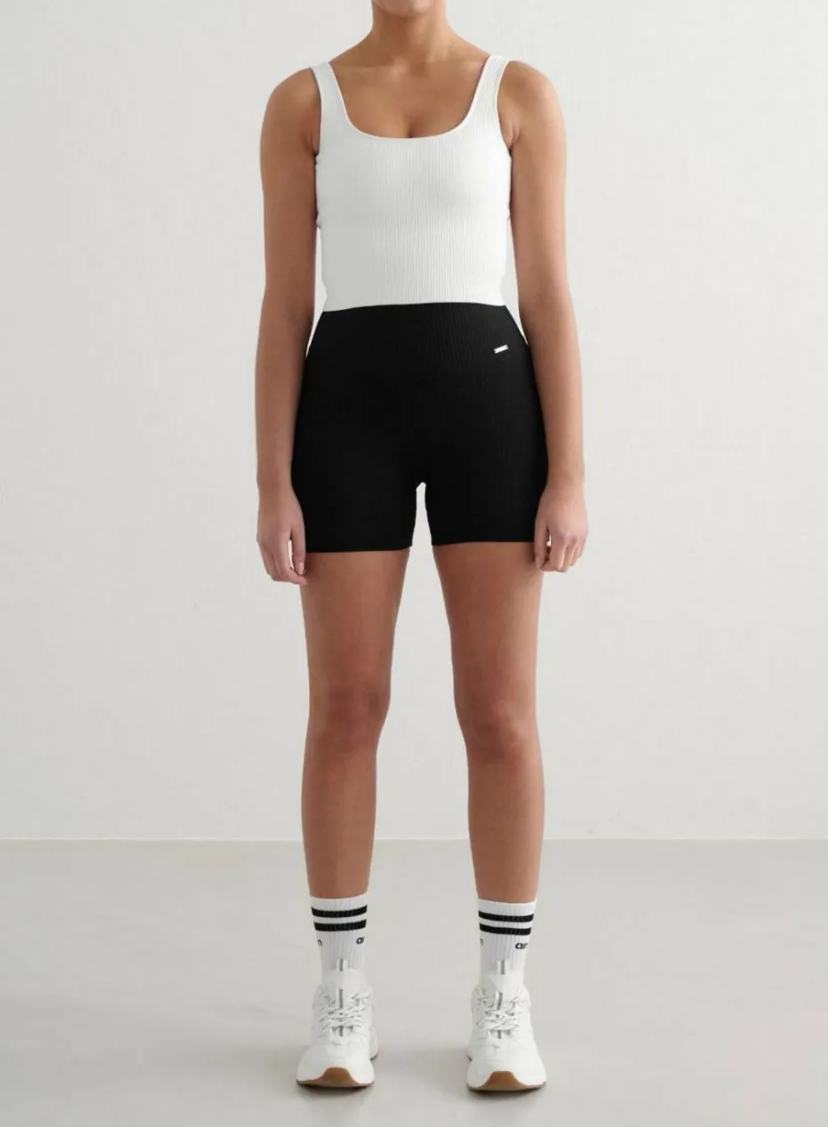 Aim'n Sykkelshortser Black Ribbed Midi Biker Shorts