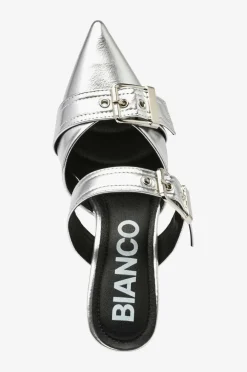 Bianco Sandaletter biaGlam Mule Double Buckle Metallic PU