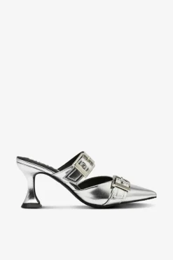 Bianco Sandaletter biaGlam Mule Double Buckle Metallic PU