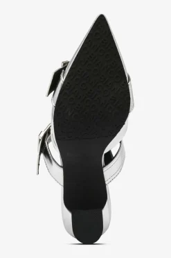 Bianco Sandaletter biaGlam Mule Double Buckle Metallic PU
