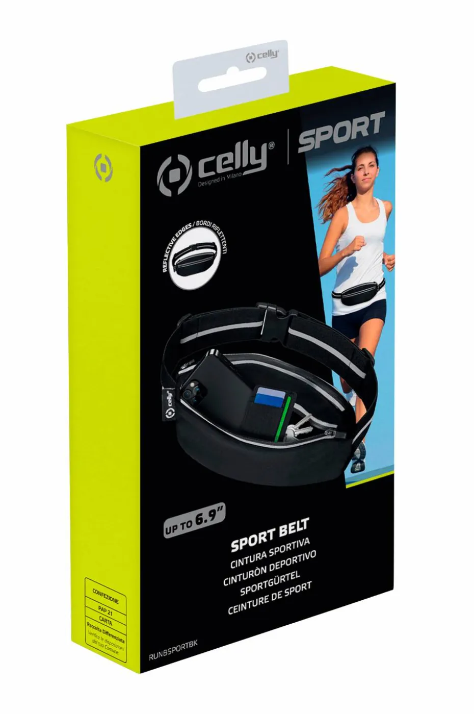 Celly Sportsbelte/telefonlomme maks 6,9" Svart
