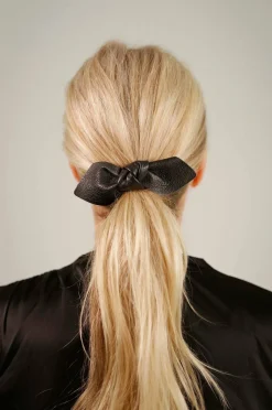 Corinne Leather Bow Big Hair Tie