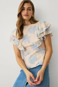 Ellos Collection Blondebluse med volanger