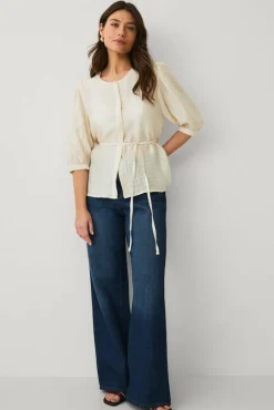 Ellos Collection Bluse med knytbar tråd