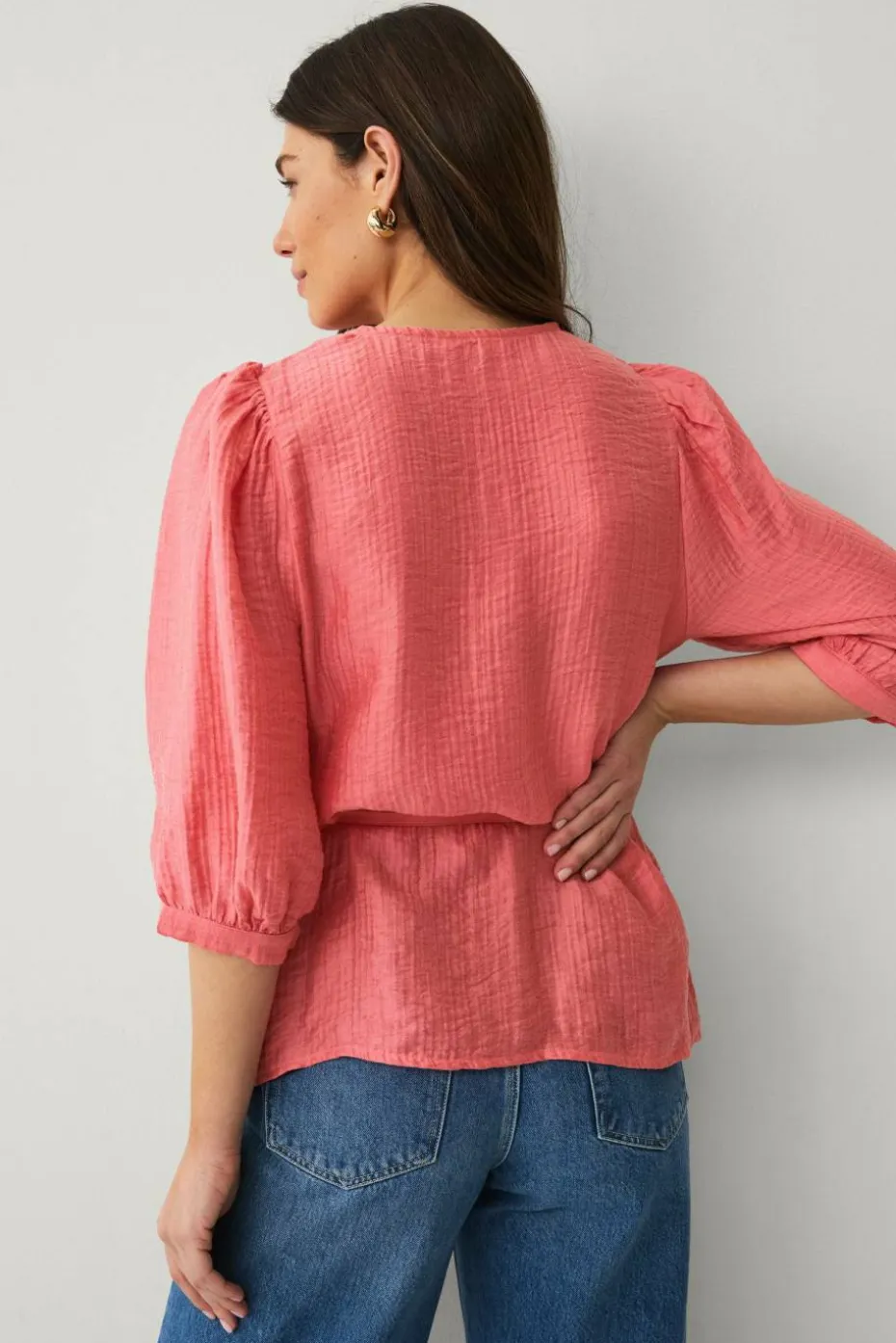 Ellos Collection Bluse med knytbar tråd