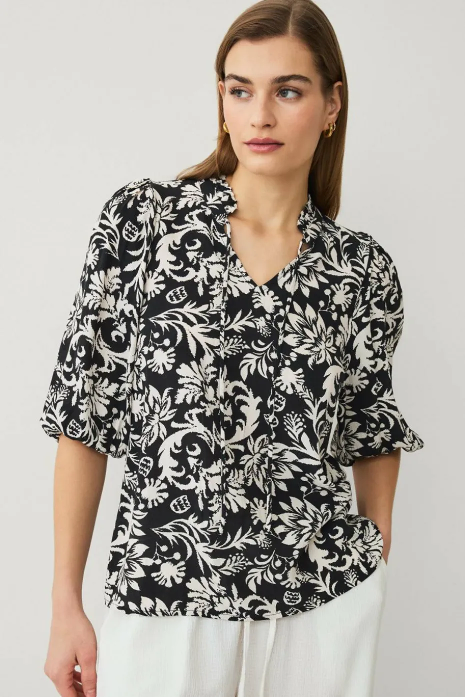Ellos Collection Bluse med knytbar tråd