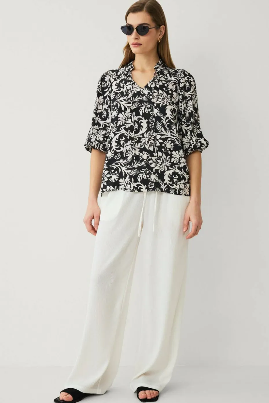 Ellos Collection Bluse med knytbar tråd