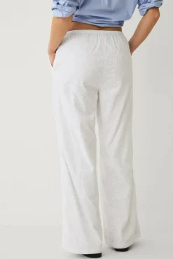 Ellos Collection Brede bukser med broderie anglaise