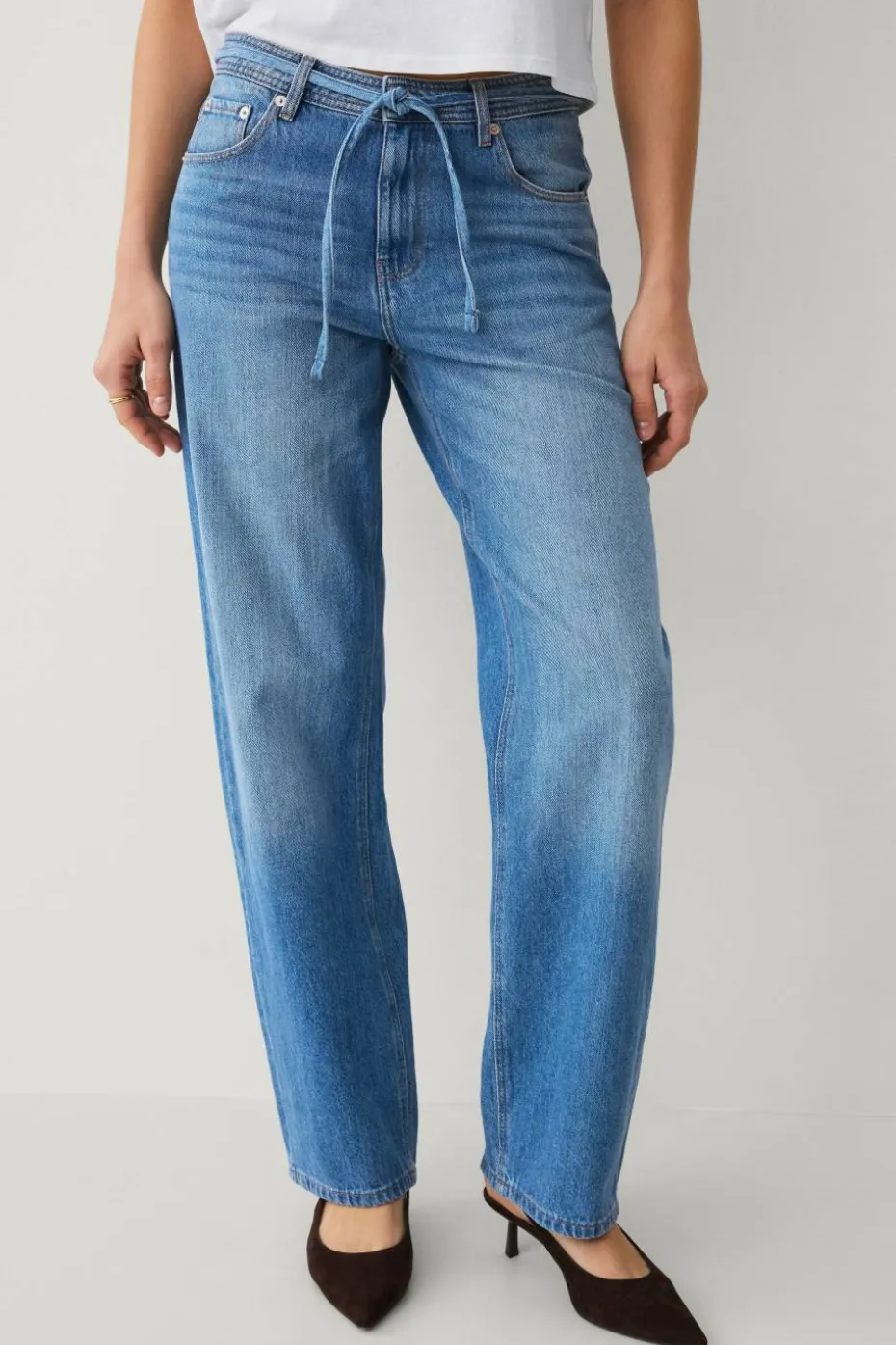Ellos Collection Brede jeans med knytbart belte