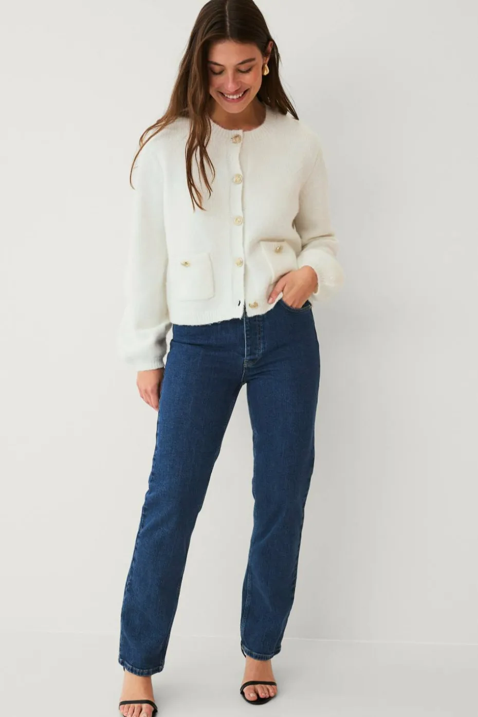 Ellos Collection Cardigan med gullknapper