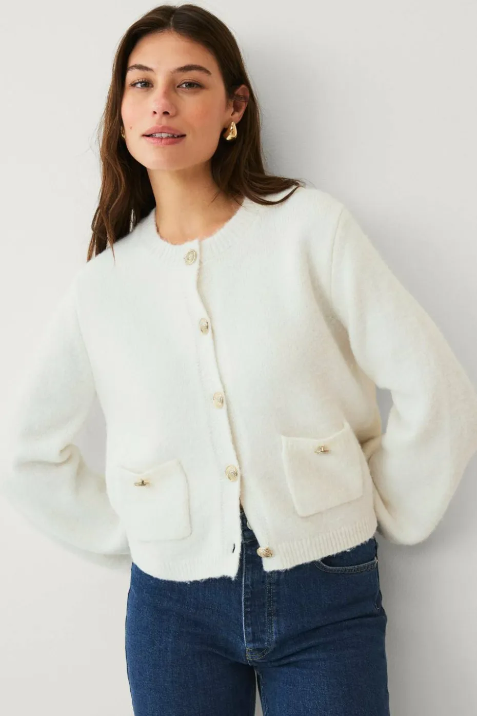 Ellos Collection Cardigan med gullknapper