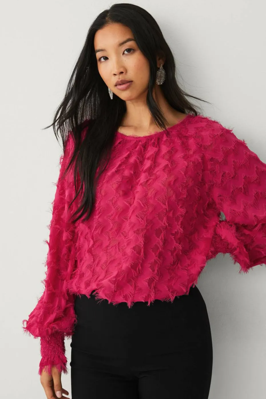 Ellos Collection Chiffonbluse med struktur