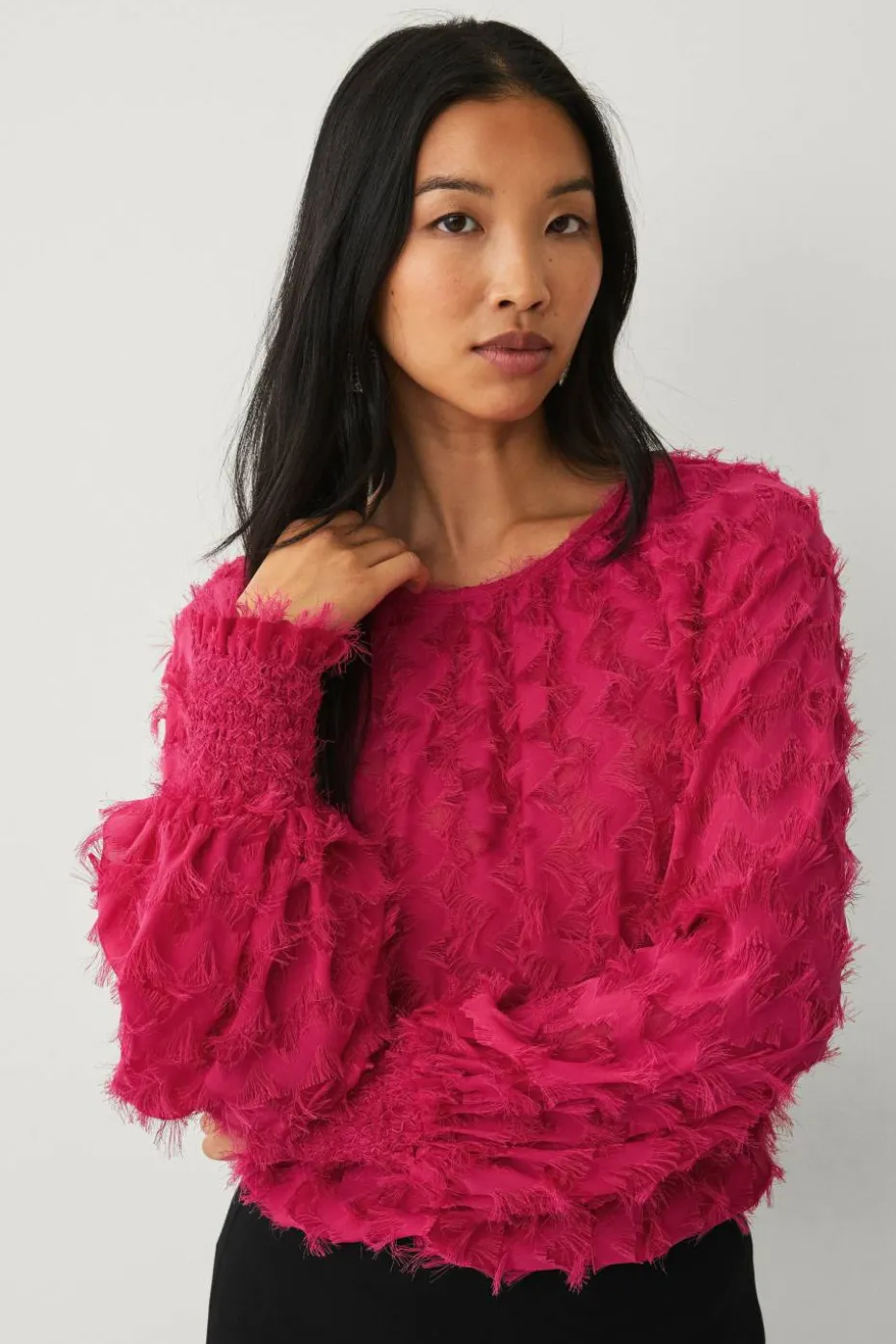 Ellos Collection Chiffonbluse med struktur