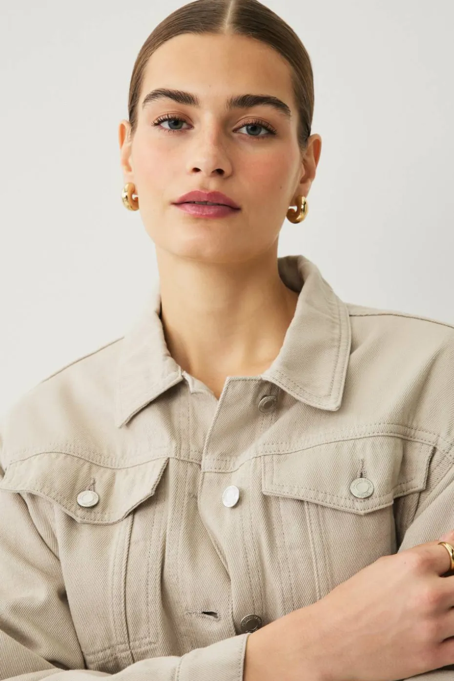 Ellos Collection Denim jakke med knytbart belte
