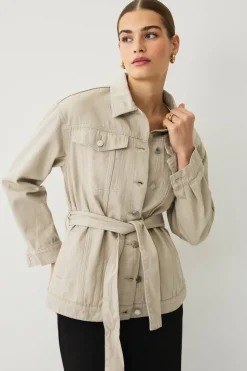 Ellos Collection Denim jakke med knytbart belte
