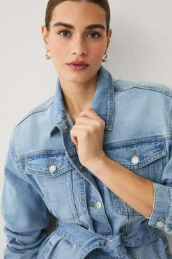 Ellos Collection Denim jakke med knytbart belte