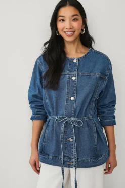 Ellos Collection Denim jakke med knytbare belter