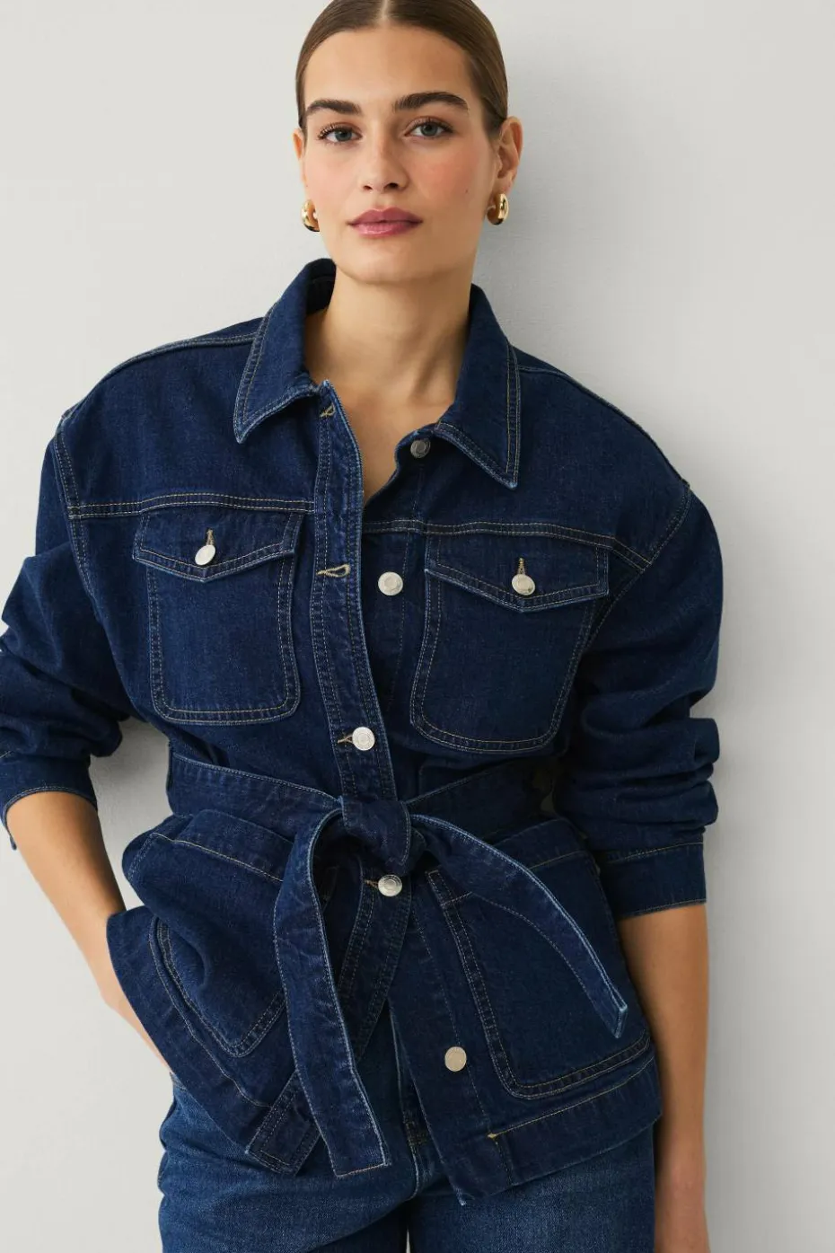 Ellos Collection Denim jakke med knytebelte