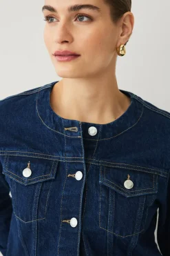 Ellos Collection Denim jakke med avrundet hals