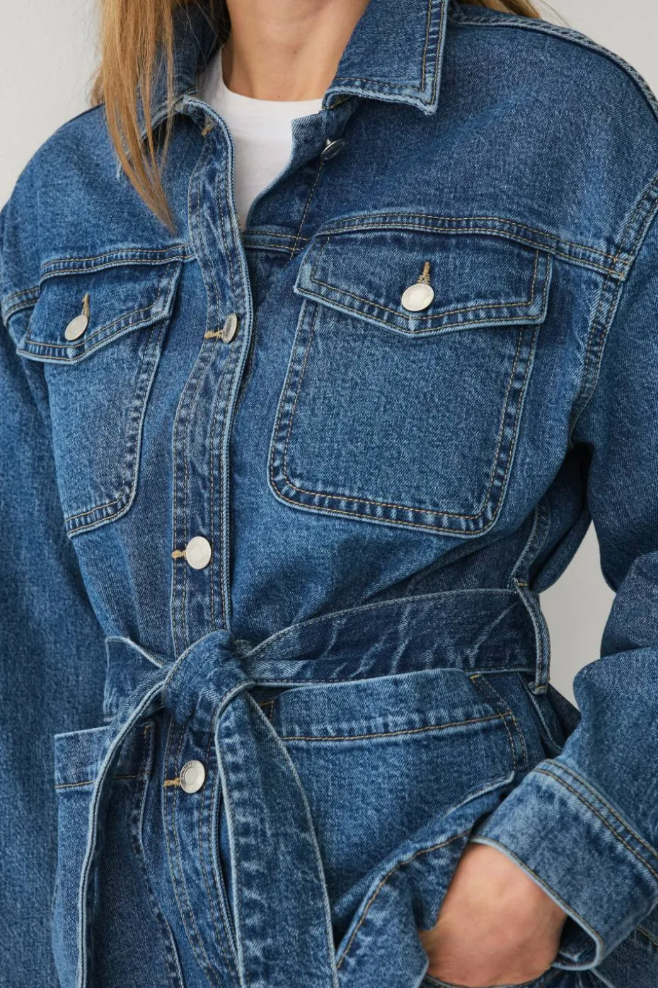 Ellos Collection Denim jakke med knytebelte