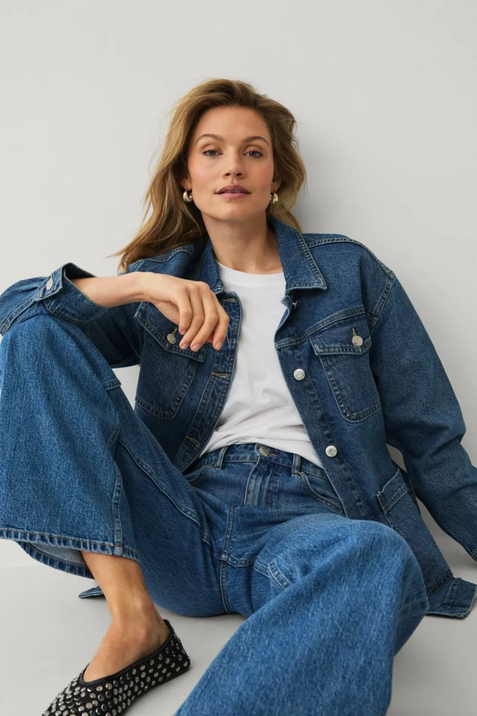 Ellos Collection Denim jakke med knytebelte