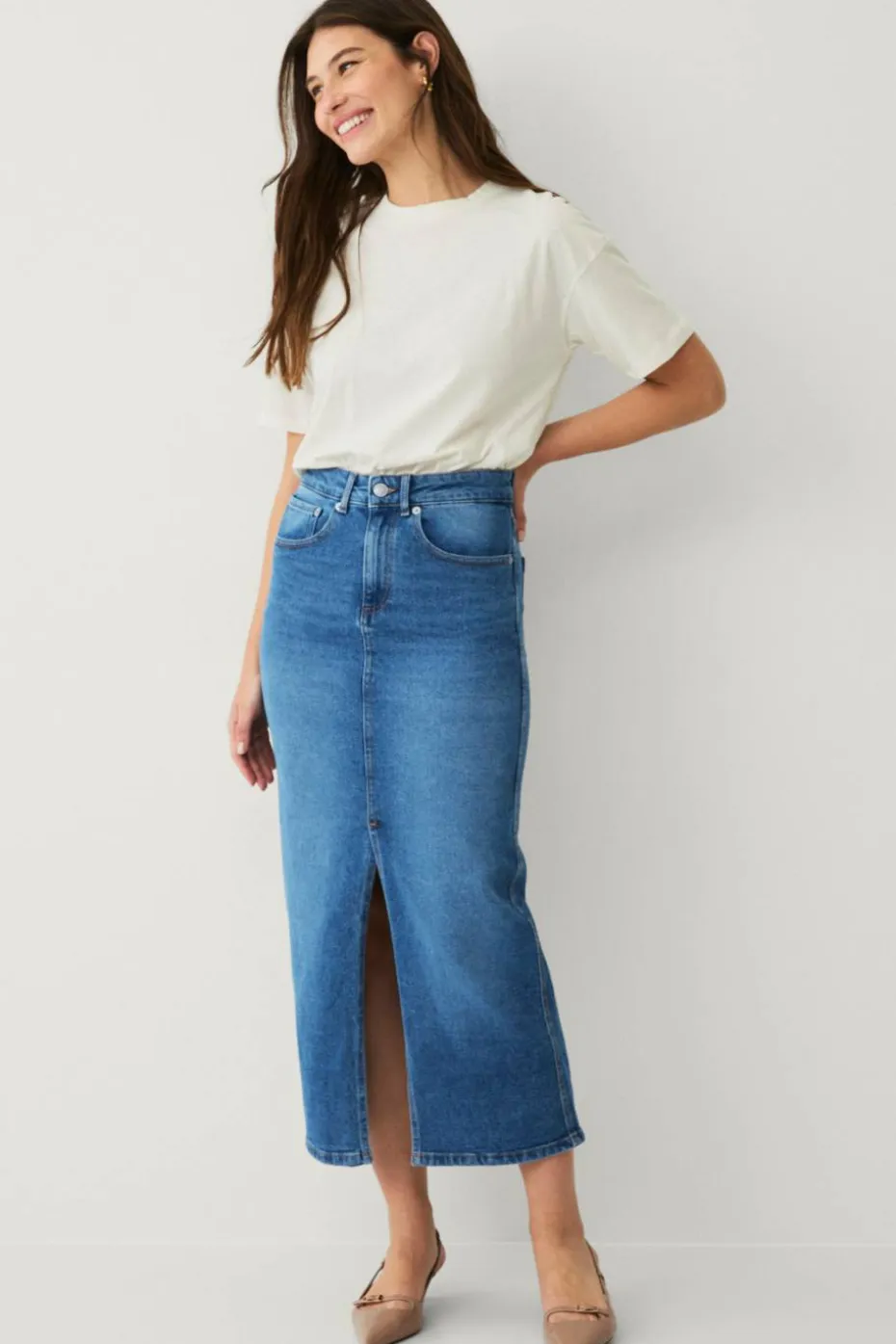 Ellos Collection Denim skjørt i maksimal lengde