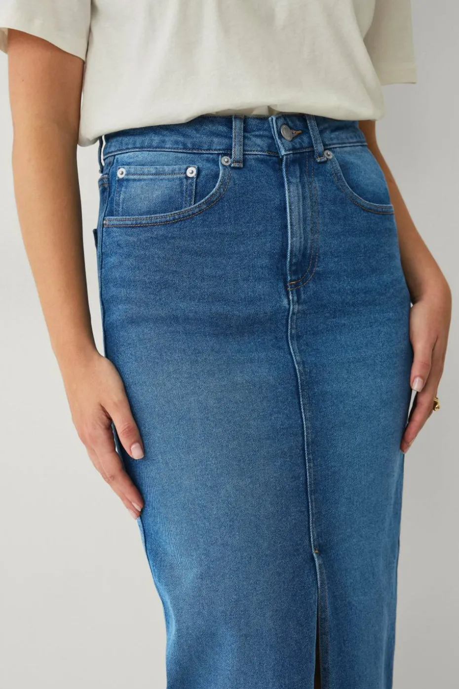 Ellos Collection Denim skjørt i maksimal lengde