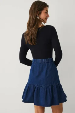 Ellos Collection Denim skjørt med volang