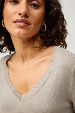 Ellos Collection Finstrikket genser med v-hals