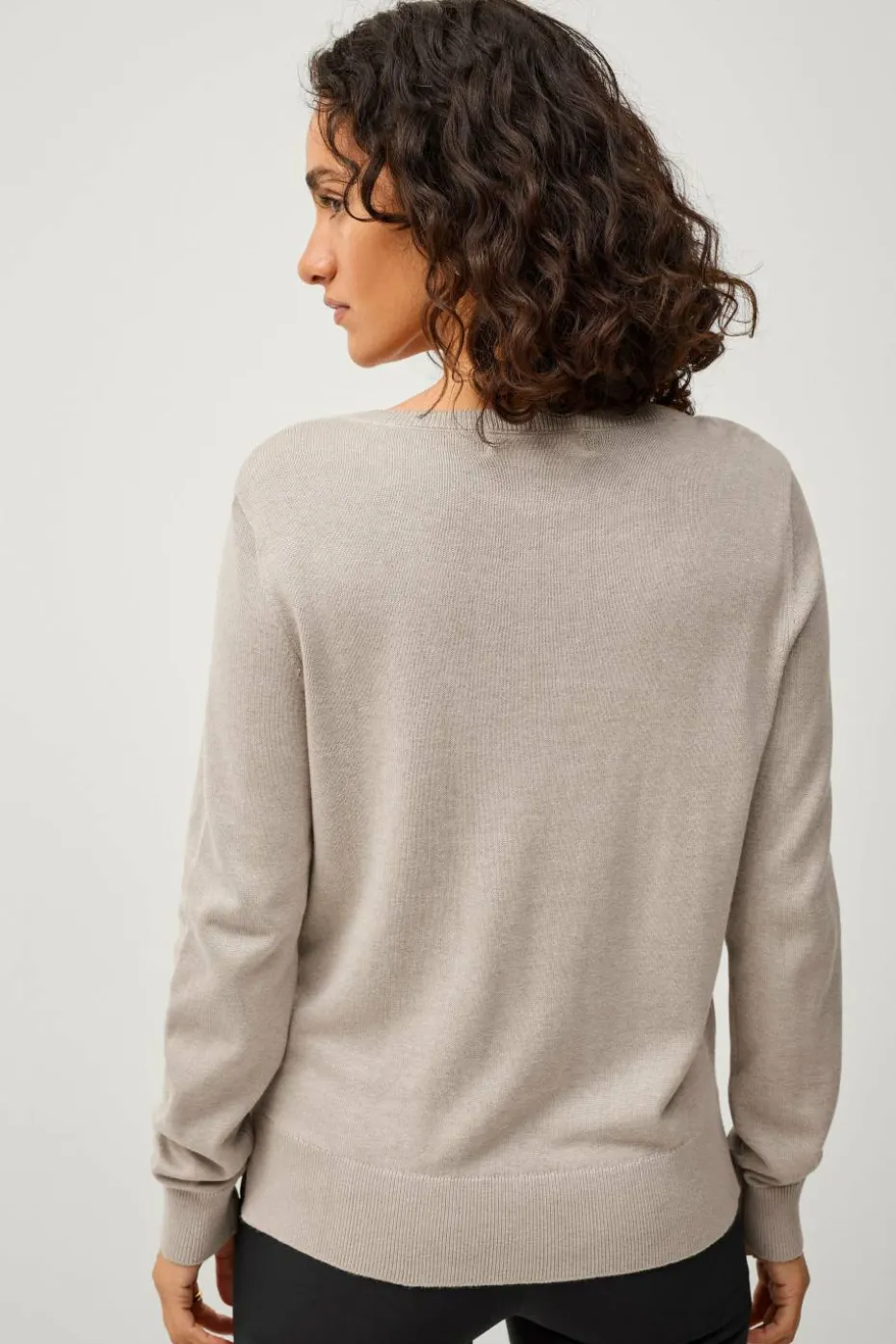 Ellos Collection Finstrikket genser med v-hals