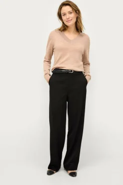 Ellos Collection Finstrikket ullgenser med v-hals