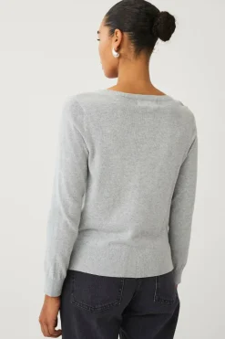 Ellos Collection Finstrikket genser med v-hals