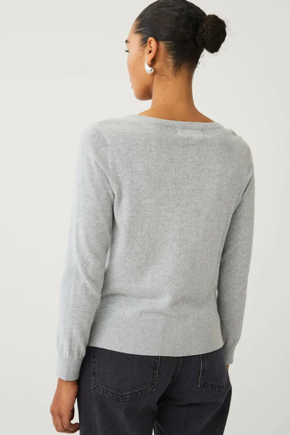 Ellos Collection Finstrikket genser med v-hals