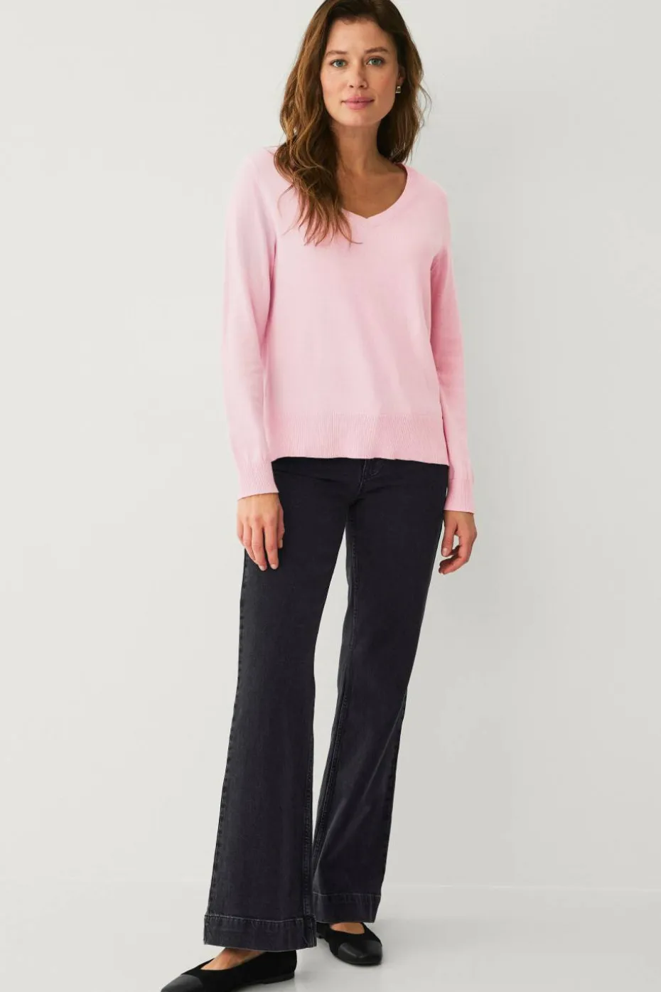 Ellos Collection Finstrikket genser med v-hals