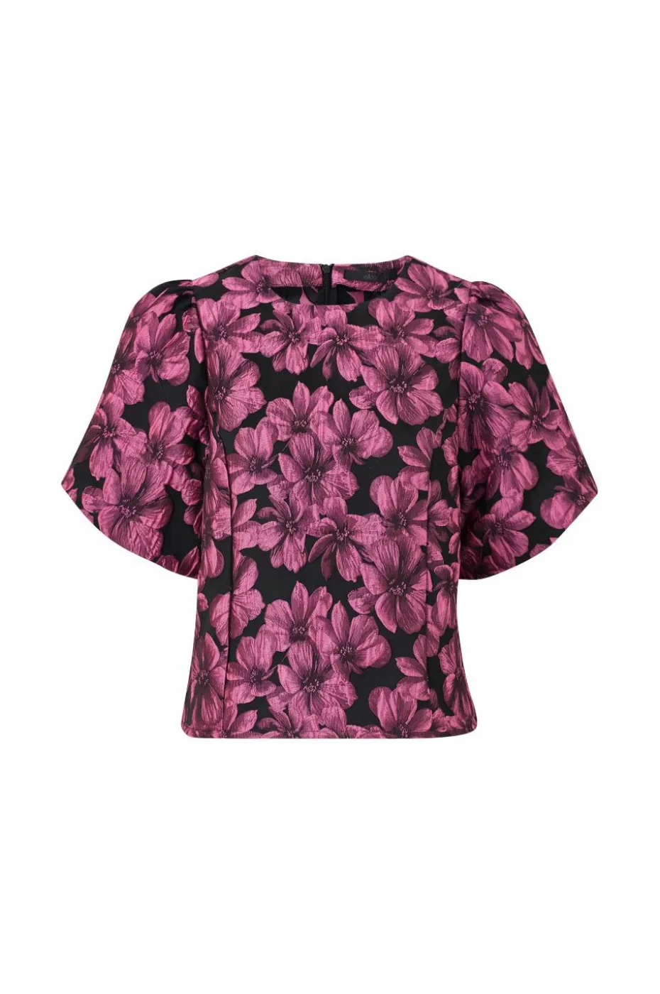Ellos Collection Jacquardvevd bluse med puffermer