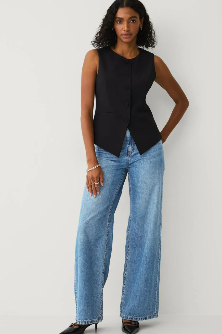 Ellos Collection Jeans med brede bein og høy midje