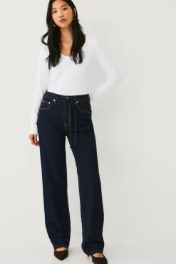 Ellos Collection Jeans med vide ben og bindebånd i midjen