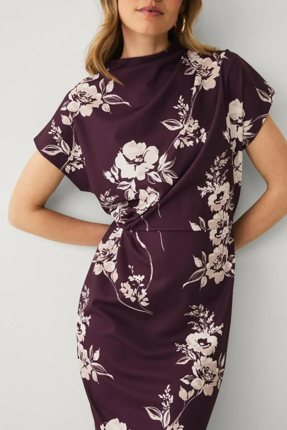 Ellos Collection Lang trikotkjole med drapering