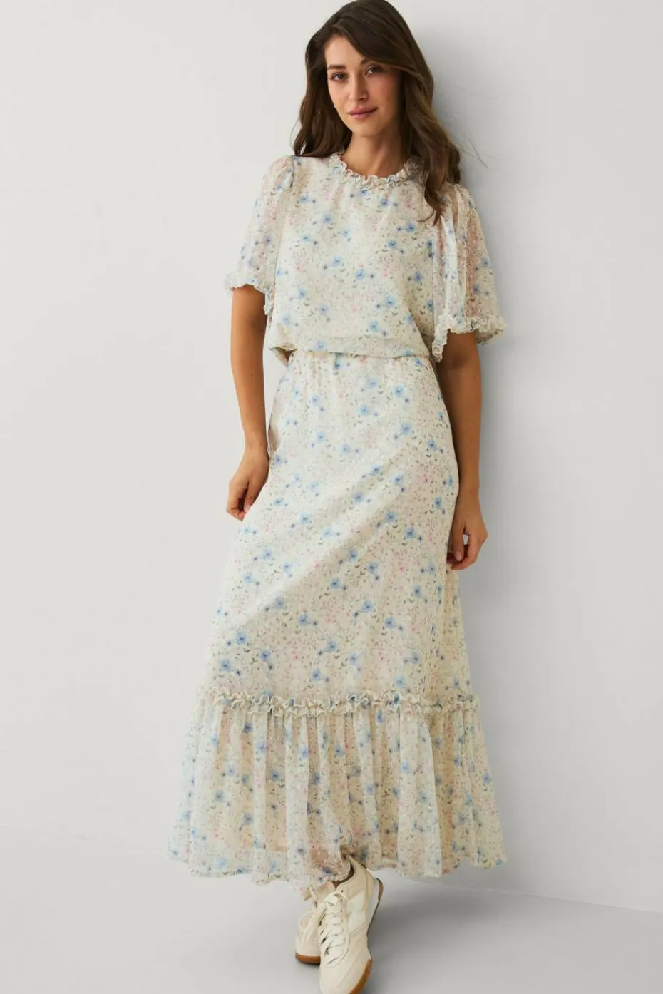 Ellos Collection Maxi skjørt med volangdetaljer