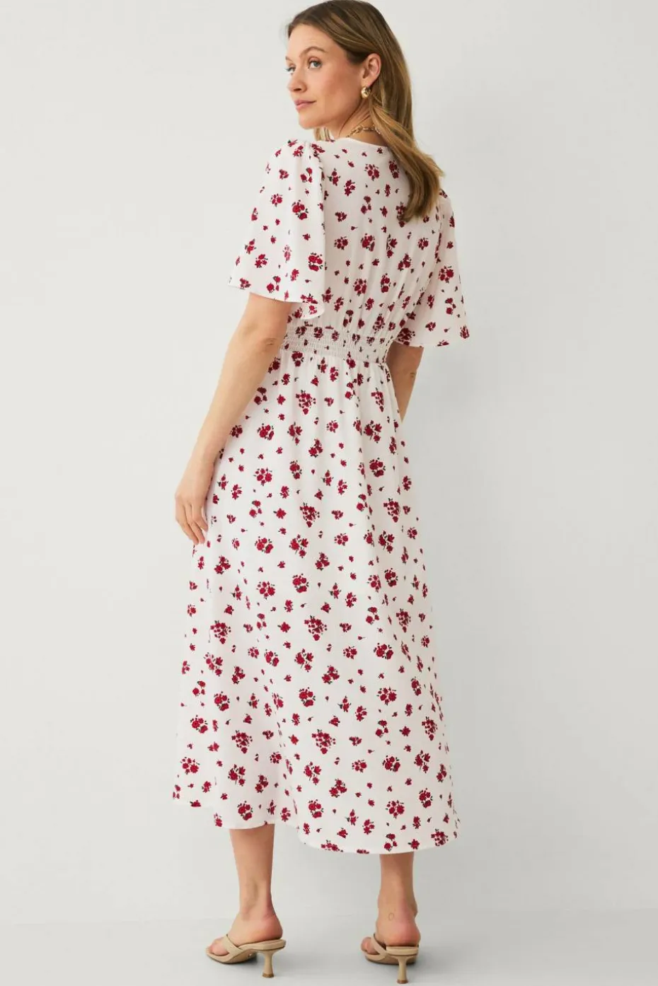 Ellos Collection Maxikjole med draperte volangermer