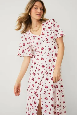 Ellos Collection Maxikjole med draperte volangermer