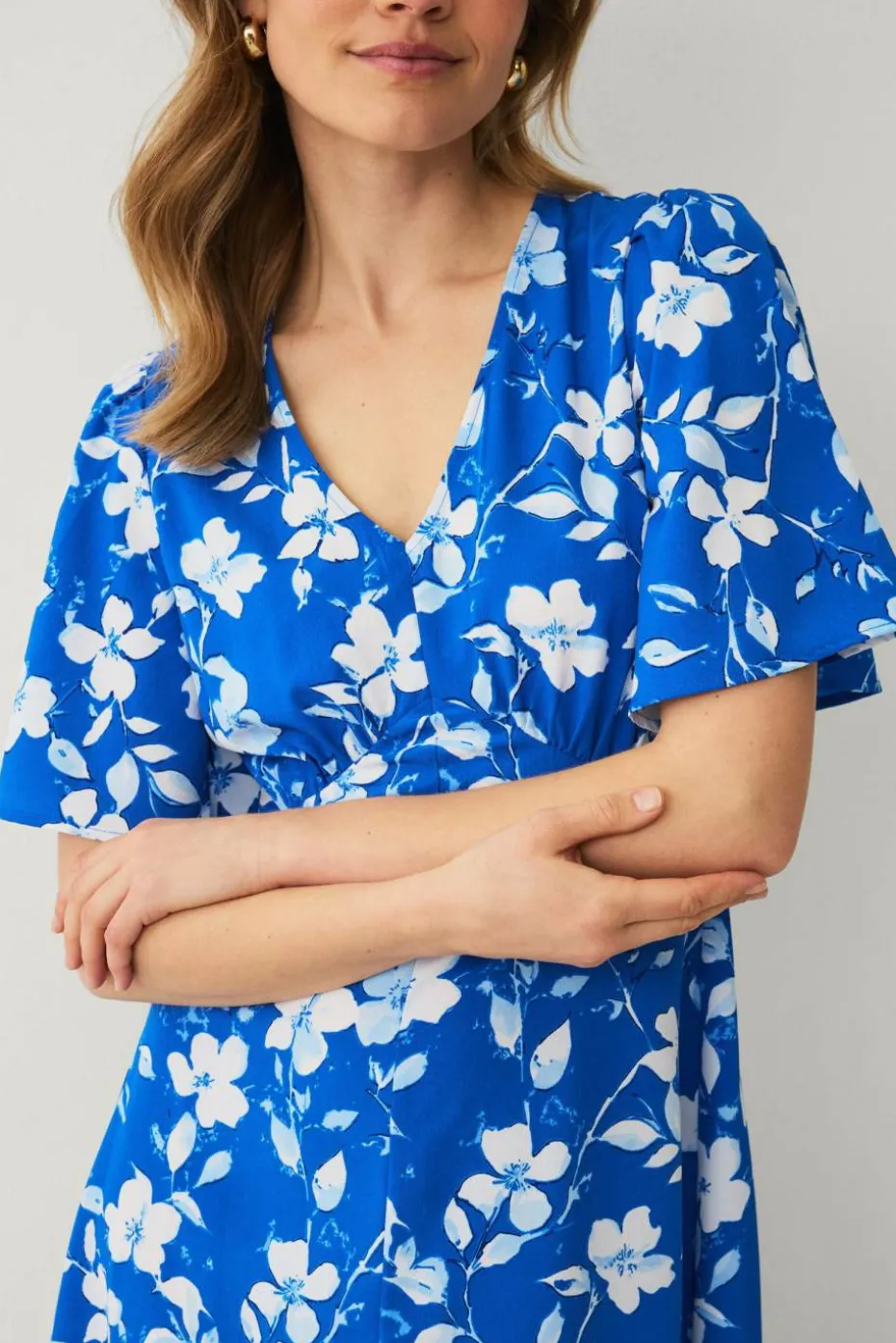 Ellos Collection Maxikjole med draperte volangermer