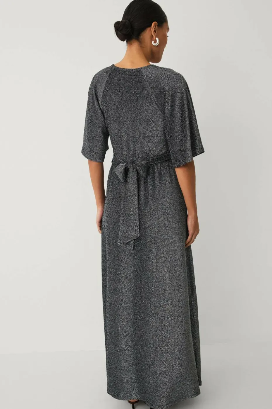 Ellos Collection Maxikjole i lurex med knytbart belte