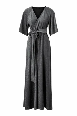 Ellos Collection Maxikjole i lurex med knytbart belte