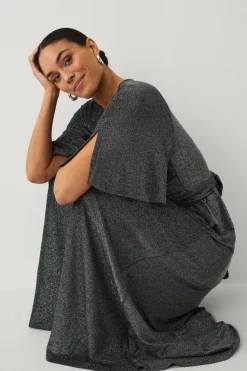Ellos Collection Maxikjole i lurex med knytbart belte