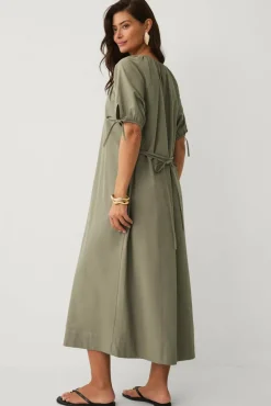 Ellos Collection Maxikjole med smalt knytbart belte